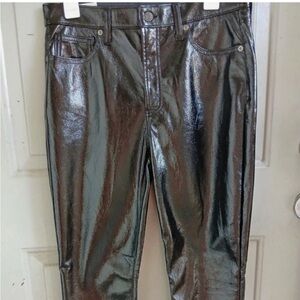 NWT Gap High Rise Vegan Patent Leather Vintage Slim Pants - Black - Size 32/14